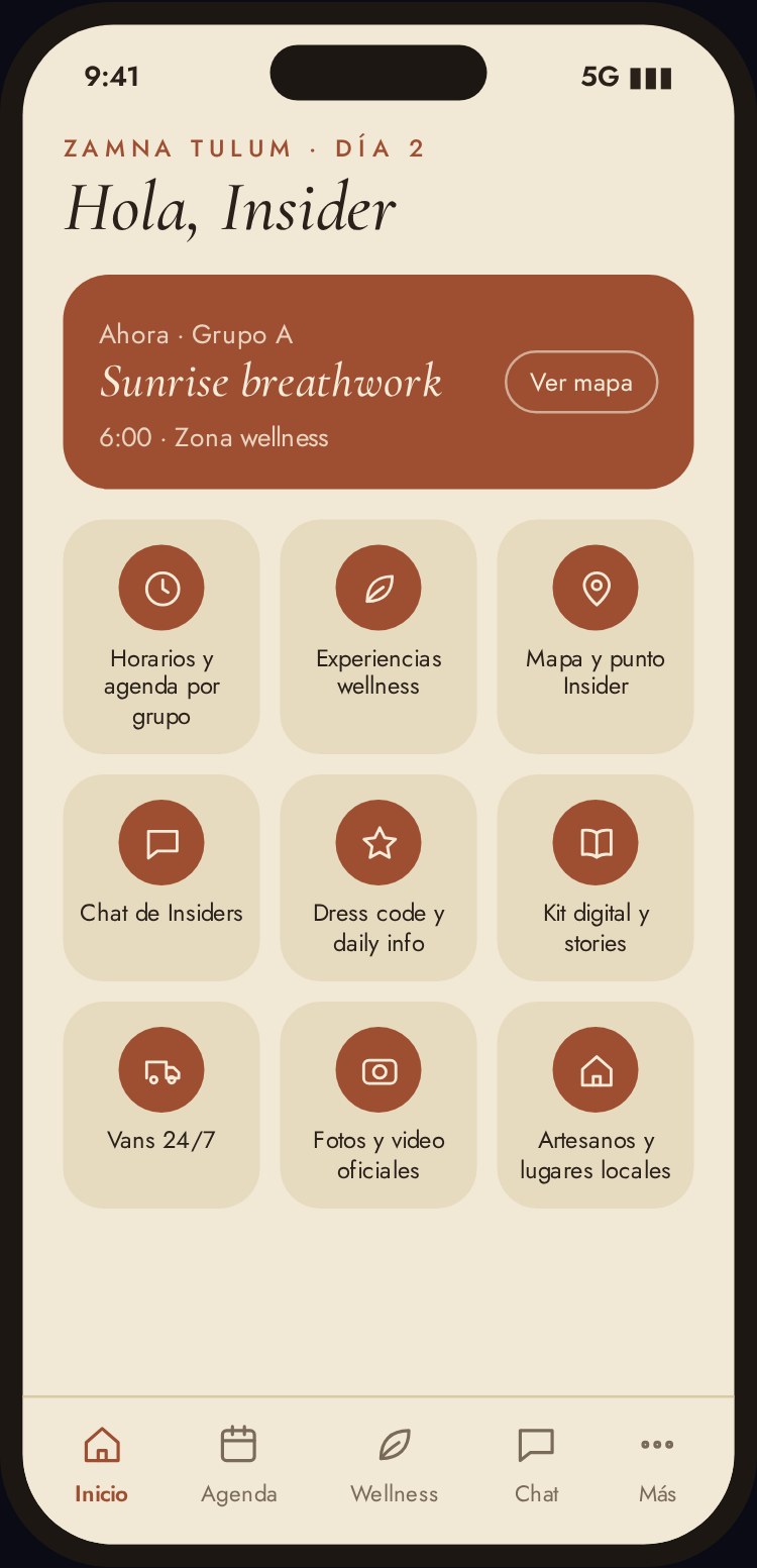 Pantalla de inicio de la app de día